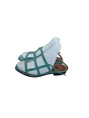 Jean Pierre Flat Strappy Sandals Teal Green Suede Women's Size US 6.5, 23.5CM